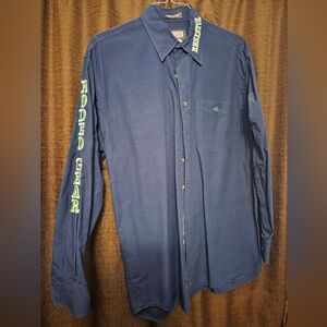 Men's Medium Resistol Rodeo Gear Navy Blue Long Sleeve Button Western Shirt